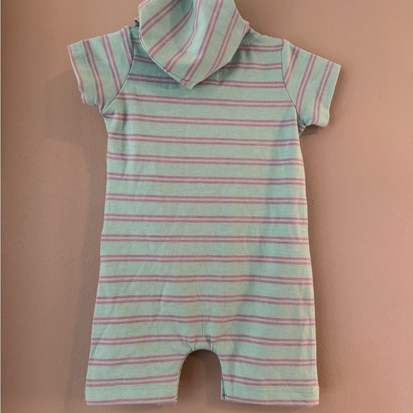 Me & Henry London Green and Purple Bodysuit with Hood and Stripes - Picture 2 of 5